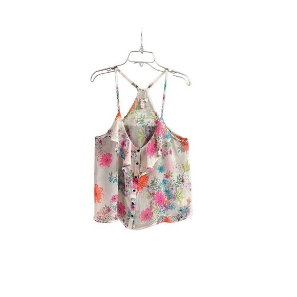 Arizona Jeans XL Floral Sheer Racerback Flowy Top - Picture 3 of 11